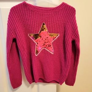 Pink sweater with bold star in front. Size 4-5t.